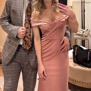 Revelry Velvet Bardot Blush Dress